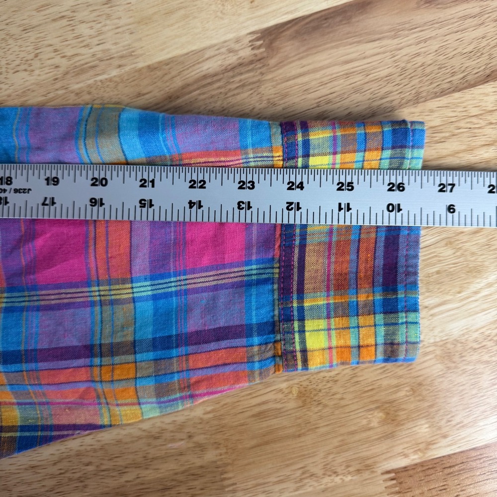 Tommy‎ Bahama Mens XXXL Colorful Plaid Linen Long Sleeve Button Up Shirt Coastal - Picture 7 of 8